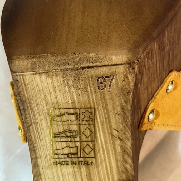 Aldo Mustard Yellow Suede Platform Sandals – Made in Italy – Size 6.5 / 37 – NEW - Picture 8 of 11